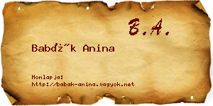 Babák Anina névjegykártya